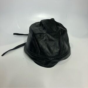Black leather motorcycle‎ skull cap one size made in the USA